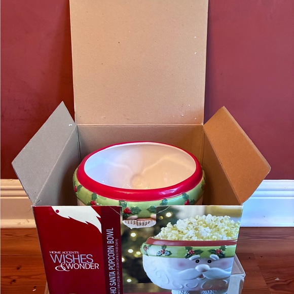 Home Accents Wishes &Wonder HO HO HO Santa Popcorn Bowl 9” tall - Picture 8 of 10